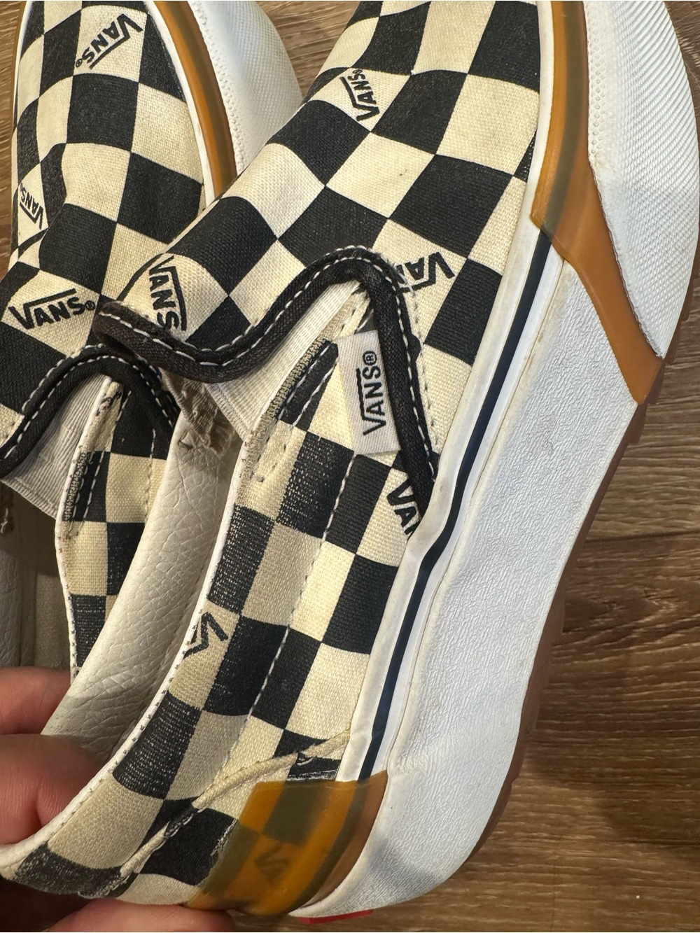 Vans Checkerboard Stacked Slip-On Platform Sneakers black & white Gum women’s 5 - Picture 5 of 9